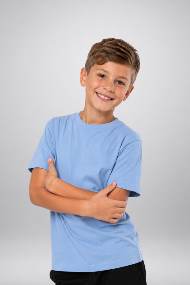 Basic light-blue T-shirt for boys
